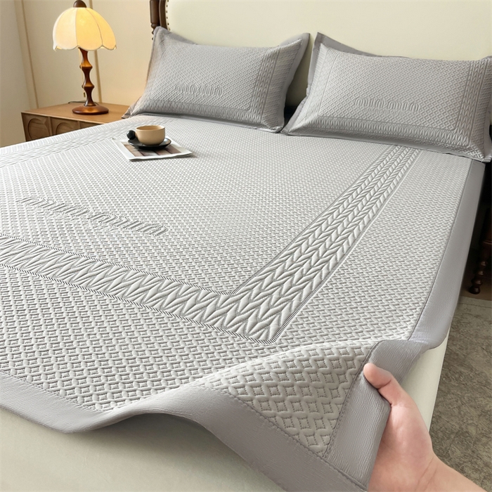 91家纺网 家纺一手货源 找家纺 （总）耐思家纺 2025新品A类高端大版高分子530克PE提花冰豆豆床席床笠系列直播热款(可供跨境压缩)