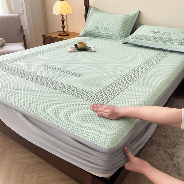 91家纺网 家纺一手货源 找家纺 （总）耐思家纺 2025新品A类高端大版高分子530克PE提花冰豆豆床席床笠系列直播热款(可供跨境压缩)