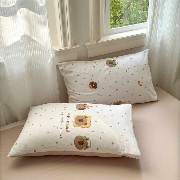 91家纺网 家纺一手货源 找家纺 沐芷 2025 软萌卡通超柔水洗棉单被套A类 被套单件被罩 卡皮巴拉