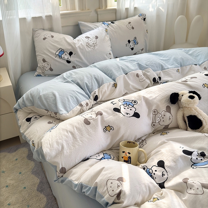 91家纺网 家纺一手货源 找家纺 沐芷 2025 软萌卡通超柔水洗棉单被套A类 被套单件被罩 丹妮狗