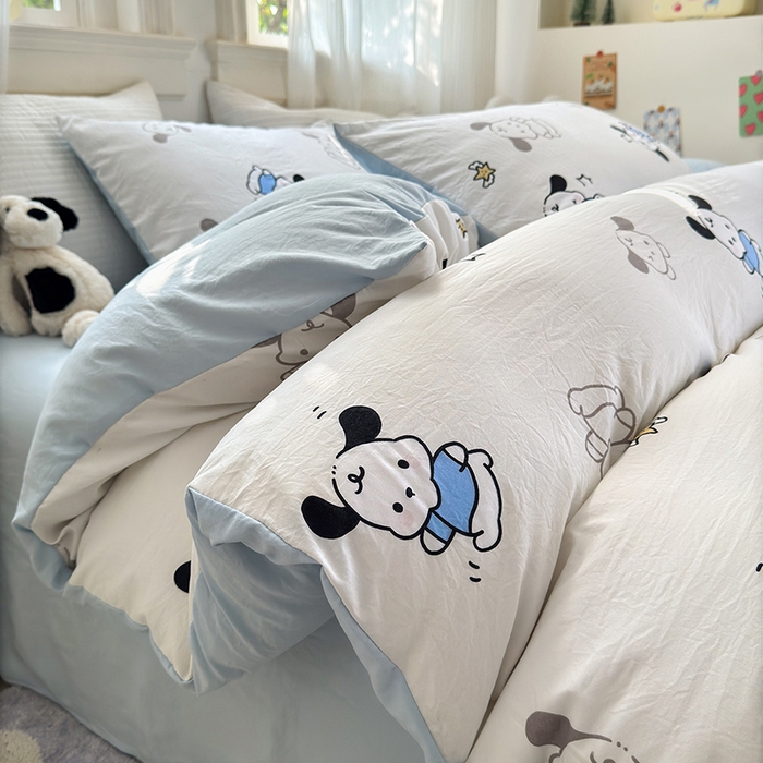 91家纺网 家纺一手货源 找家纺 沐芷 2025 软萌卡通超柔水洗棉单被套A类 被套单件被罩 丹妮狗