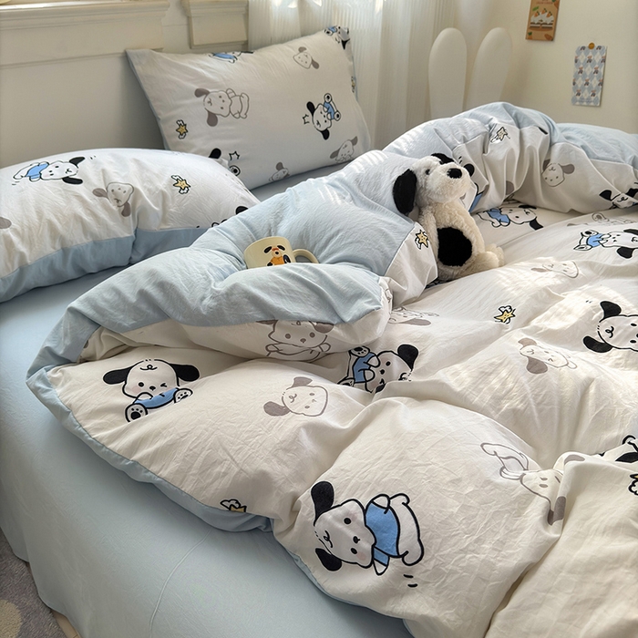 91家纺网 家纺一手货源 找家纺 沐芷 2025 软萌卡通超柔水洗棉单被套A类 被套单件被罩 丹妮狗