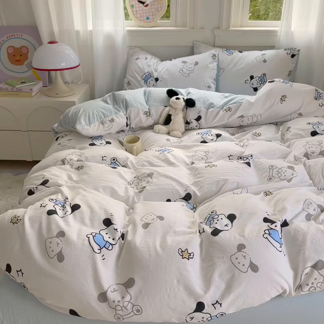 91家纺网 家纺一手货源 找家纺 沐芷 2025 软萌卡通超柔水洗棉单被套A类 被套单件被罩 丹妮狗