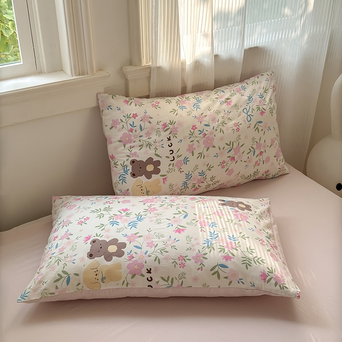 91家纺网 家纺一手货源 找家纺 沐芷 2025 A类软萌水洗棉卡通印花四件套床上用品三件套被套床单 花仙兔兔