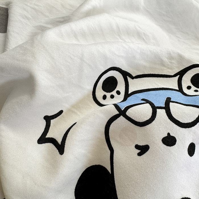 91家纺网 家纺一手货源 找家纺 沐芷 2025 A类软萌水洗棉卡通印花四件套床上用品三件套被套床单 丹妮狗