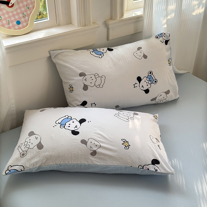 91家纺网 家纺一手货源 找家纺 沐芷 2025 A类软萌水洗棉卡通印花四件套床上用品三件套被套床单 丹妮狗