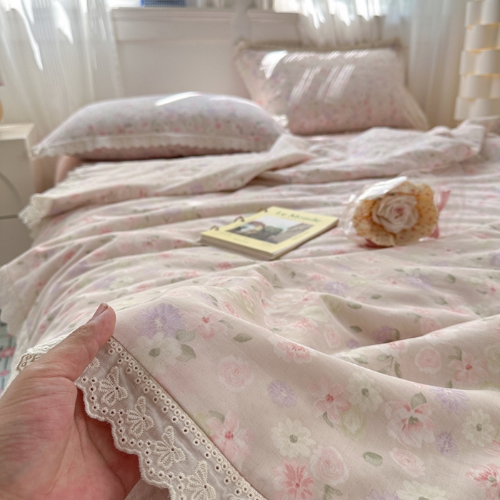 91家纺网 家纺一手货源 找家纺 曼之夏 2025新款A类全棉纯棉双层纱大豆纤维夏被夏凉被空调被 晚香玉