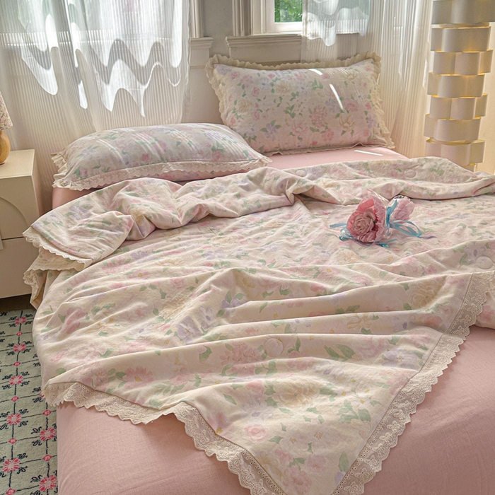 91家纺网 家纺一手货源 找家纺 曼之夏 2025新款A类全棉纯棉双层纱大豆纤维夏被夏凉被空调被 如梦令