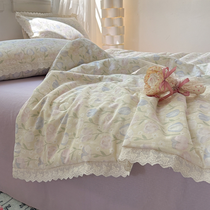 91家纺网 家纺一手货源 找家纺 曼之夏 2025新款A类全棉纯棉双层纱大豆纤维夏被夏凉被空调被 郁金香