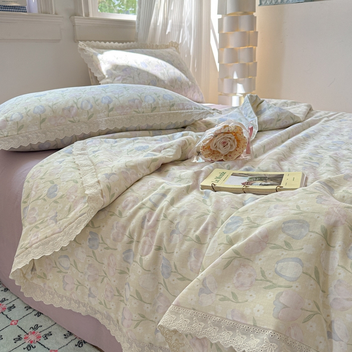 91家纺网 家纺一手货源 找家纺 曼之夏 2025新款A类全棉纯棉双层纱大豆纤维夏被夏凉被空调被 郁金香