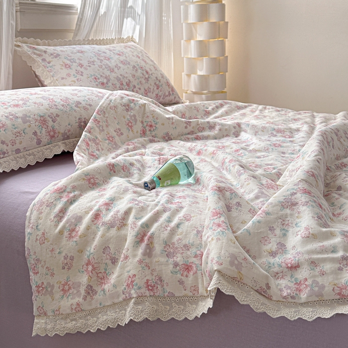 91家纺网 家纺一手货源 找家纺 曼之夏 2025新款A类全棉纯棉双层纱大豆纤维夏被夏凉被空调被 丽莎