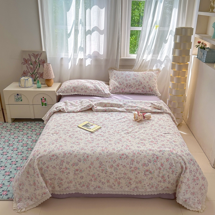 91家纺网 家纺一手货源 找家纺 曼之夏 2025新款A类全棉纯棉双层纱大豆纤维夏被夏凉被空调被 丽莎