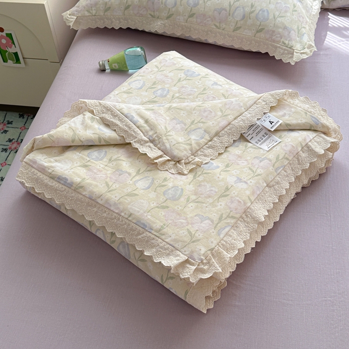 曼之夏 2025新款A类全棉纯棉双层纱大豆纤维夏被夏凉被空调被 郁金香