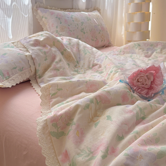 91家纺网 家纺一手货源 找家纺 曼之夏 2025新款A类全棉纯棉双层纱大豆纤维夏被夏凉被空调被 如梦令