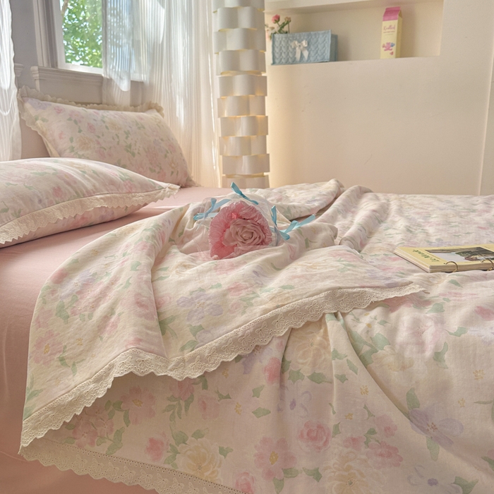 91家纺网 家纺一手货源 找家纺 曼之夏 2025新款A类全棉纯棉双层纱大豆纤维夏被夏凉被空调被 如梦令