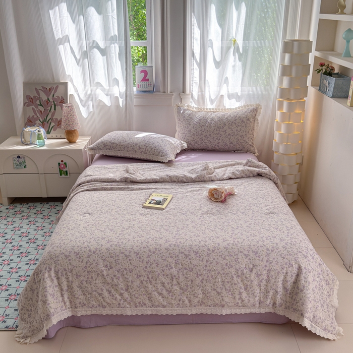 91家纺网 家纺一手货源 找家纺 曼之夏 2025新款A类全棉纯棉双层纱大豆纤维夏被夏凉被空调被 恩彩