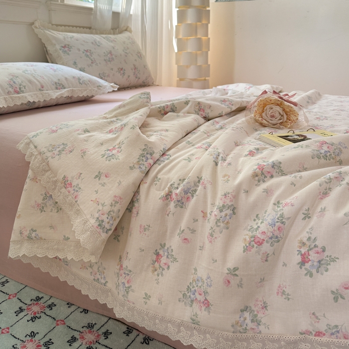 91家纺网 家纺一手货源 找家纺 曼之夏 2025新款A类全棉纯棉双层纱大豆纤维夏被夏凉被空调被 茉莉