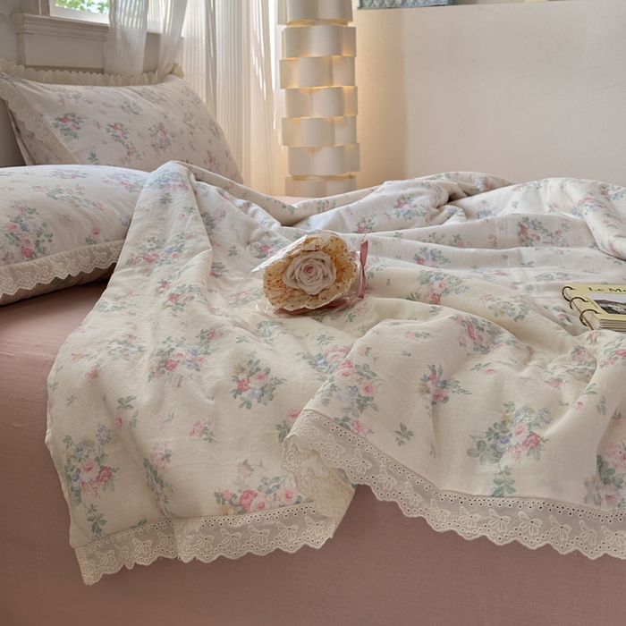 91家纺网 家纺一手货源 找家纺 曼之夏 2025新款A类全棉纯棉双层纱大豆纤维夏被夏凉被空调被 茉莉