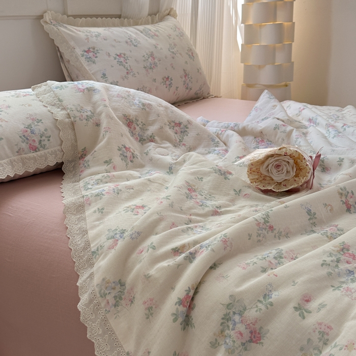 91家纺网 家纺一手货源 找家纺 曼之夏 2025新款A类全棉纯棉双层纱大豆纤维夏被夏凉被空调被 茉莉