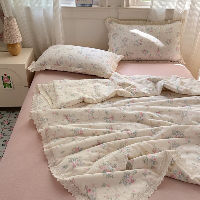 91家纺网 家纺一手货源 找家纺 曼之夏 2025新款A类全棉纯棉双层纱大豆纤维夏被夏凉被空调被 茉莉