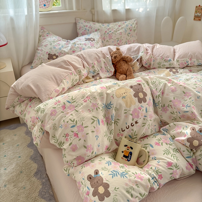 91家纺网 家纺一手货源 找家纺 沐芷 2025 软萌卡通超柔水洗棉单被套A类 被套单件被罩 花仙兔兔