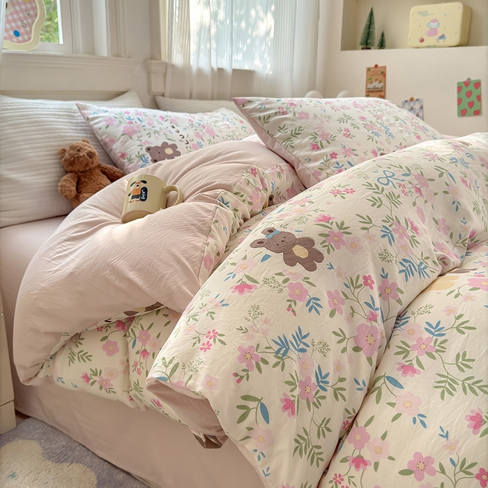 91家纺网 家纺一手货源 找家纺 沐芷 2025 软萌卡通超柔水洗棉单被套A类 被套单件被罩 花仙兔兔