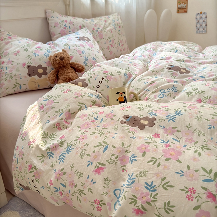 91家纺网 家纺一手货源 找家纺 沐芷 2025 软萌卡通超柔水洗棉单被套A类 被套单件被罩 花仙兔兔