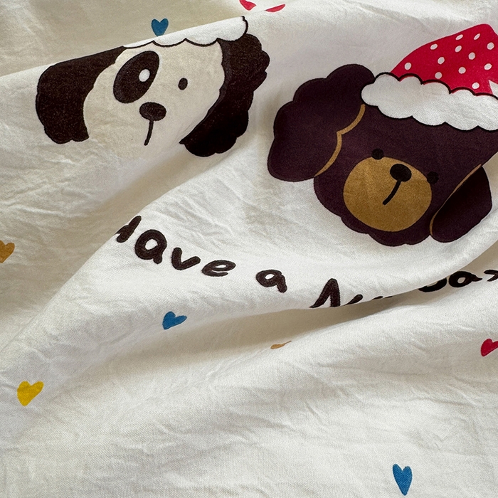 91家纺网 家纺一手货源 找家纺 沐芷 2025 A类软萌水洗棉卡通印花四件套床上用品三件套被套床单 晚安宝贝