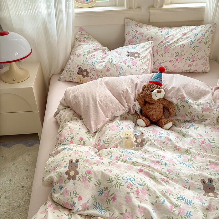 91家纺网 家纺一手货源 找家纺 沐芷 2025 软萌卡通超柔水洗棉单被套A类 被套单件被罩 花仙兔兔