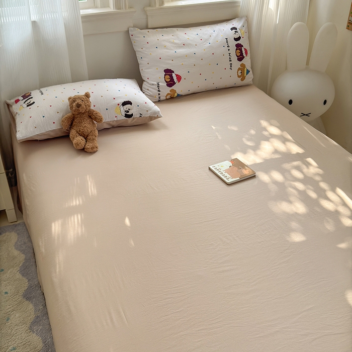 91家纺网 家纺一手货源 找家纺 沐芷 2025 A类软萌水洗棉卡通印花四件套床上用品三件套被套床单 晚安宝贝