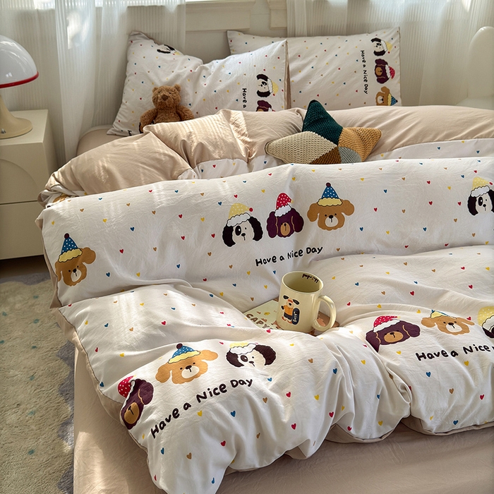 91家纺网 家纺一手货源 找家纺 沐芷 2025 软萌卡通超柔水洗棉单被套A类 被套单件被罩 晚安宝贝