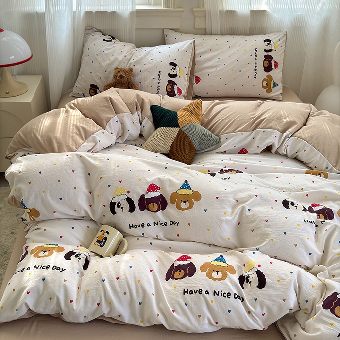 91家纺网 家纺一手货源 找家纺 沐芷 2025 软萌卡通超柔水洗棉单被套A类 被套单件被罩 晚安宝贝