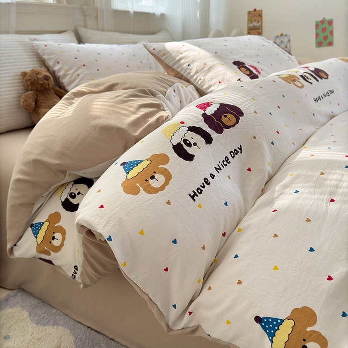 91家纺网 家纺一手货源 找家纺 沐芷 2025 软萌卡通超柔水洗棉单被套A类 被套单件被罩 晚安宝贝