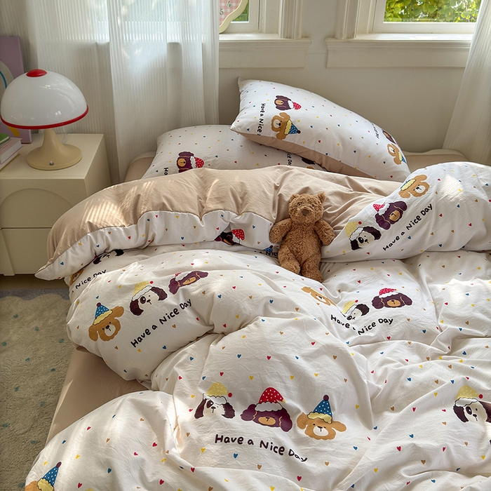 91家纺网 家纺一手货源 找家纺 沐芷 2025 软萌卡通超柔水洗棉单被套A类 被套单件被罩 晚安宝贝