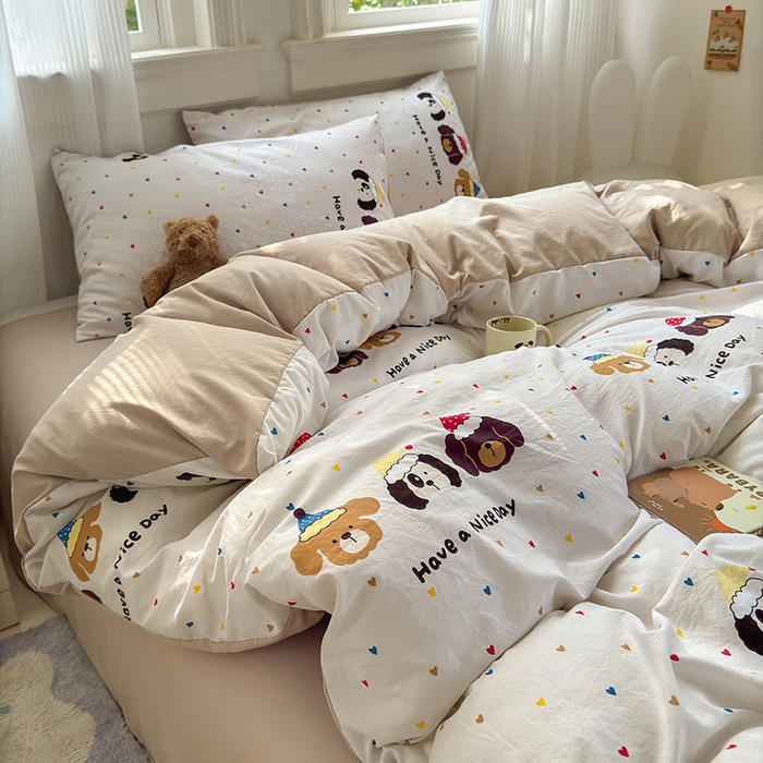 91家纺网 家纺一手货源 找家纺 沐芷 2025 软萌卡通超柔水洗棉单被套A类 被套单件被罩 晚安宝贝