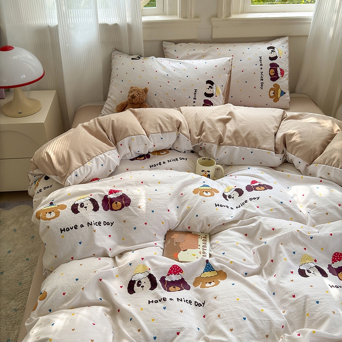 91家纺网 家纺一手货源 找家纺 沐芷 2025 软萌卡通超柔水洗棉单被套A类 被套单件被罩 晚安宝贝