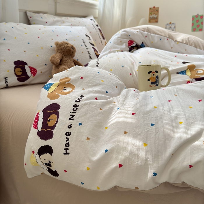 91家纺网 家纺一手货源 找家纺 沐芷 2025 软萌卡通超柔水洗棉单被套A类 被套单件被罩 晚安宝贝
