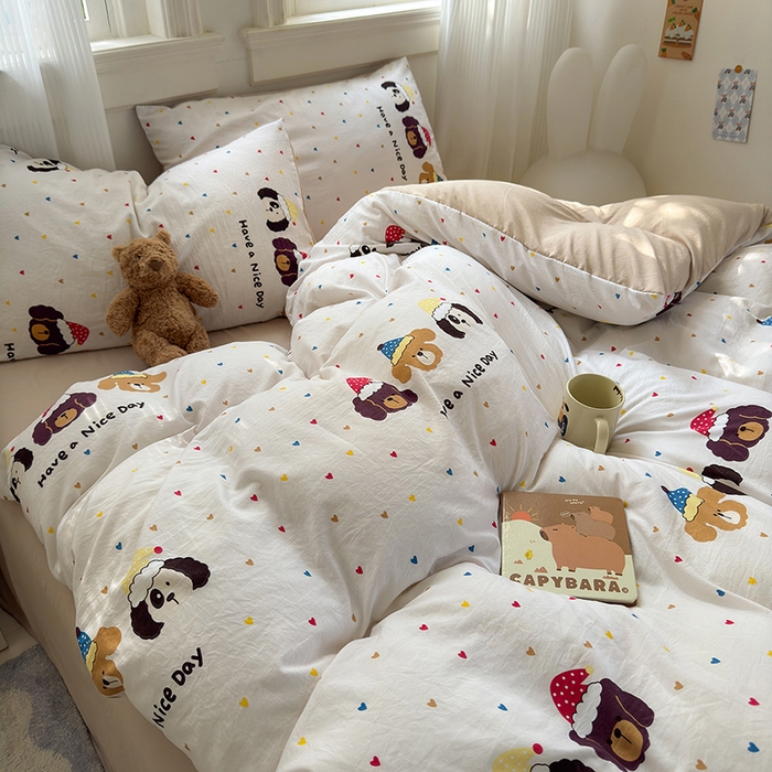 91家纺网 家纺一手货源 找家纺 沐芷 2025 软萌卡通超柔水洗棉单被套A类 被套单件被罩 晚安宝贝