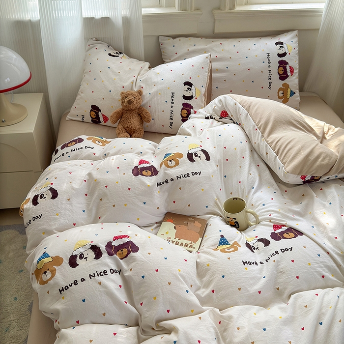 91家纺网 家纺一手货源 找家纺 沐芷 2025 软萌卡通超柔水洗棉单被套A类 被套单件被罩 晚安宝贝