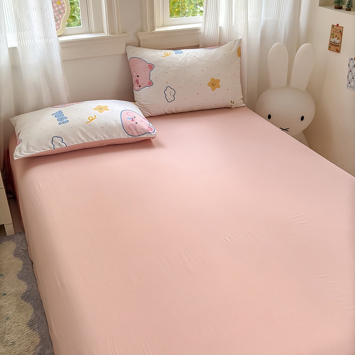 91家纺网 家纺一手货源 找家纺 沐芷 2025 软萌卡通超柔水洗棉单被套A类 被套单件被罩 困困小猪