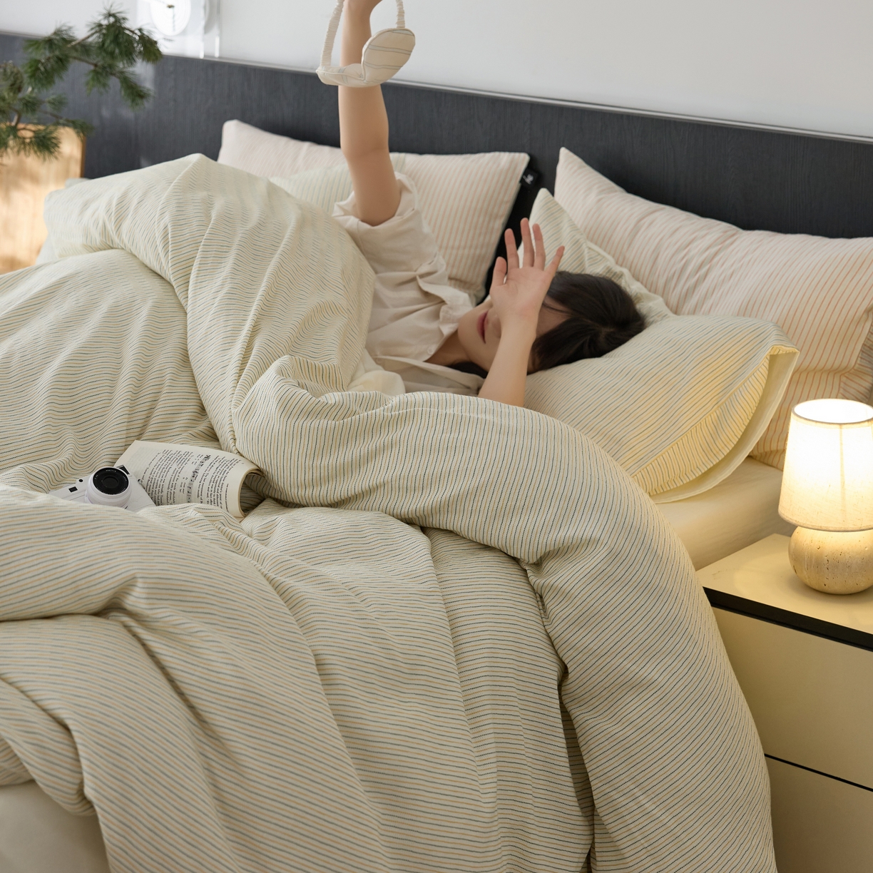 91家纺网 家纺一手货源 找家纺 （总）安莱生活 2025新款精梳纱色织提花四件套-森韵