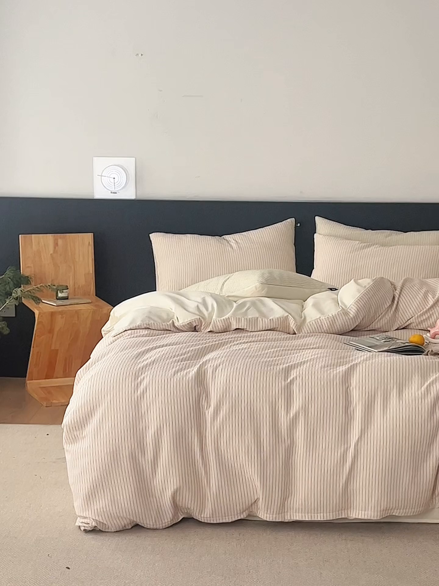 91家纺网 家纺一手货源 找家纺 安莱生活 2025新款精梳纱色织提花四件套-森韵 森韵-红白彩条