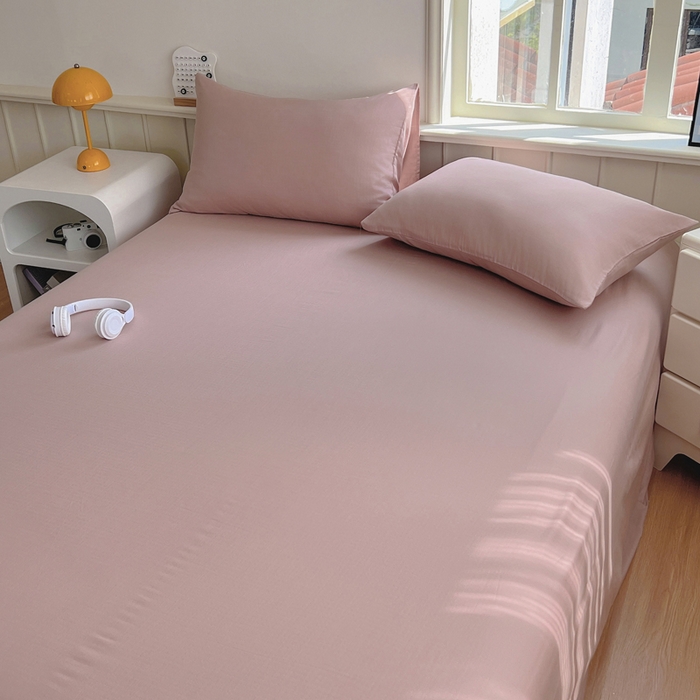 91家纺网 家纺一手货源 找家纺 柠萌家居 2025年新款A类母婴级纯棉双层纱床单全棉床单 双层纱豆沙