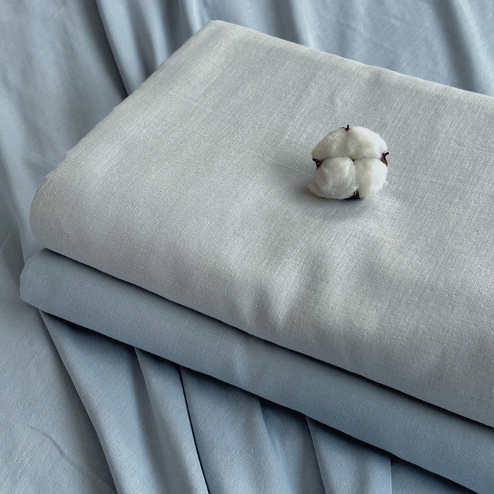 91家纺网 家纺一手货源 找家纺 柠萌家居 2025年新款A类母婴级纯棉双层纱床单全棉床单 双层纱天空蓝