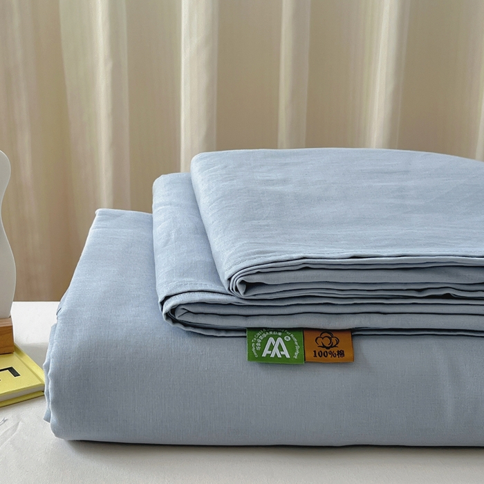 91家纺网 家纺一手货源 找家纺 柠萌家居 2025年新款A类母婴级纯棉双层纱床单全棉床单 双层纱天空蓝