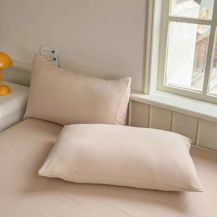 91家纺网 家纺一手货源 找家纺 柠萌家居 2025年新款A类母婴级纯棉双层纱床单全棉床单 双层纱浅香槟