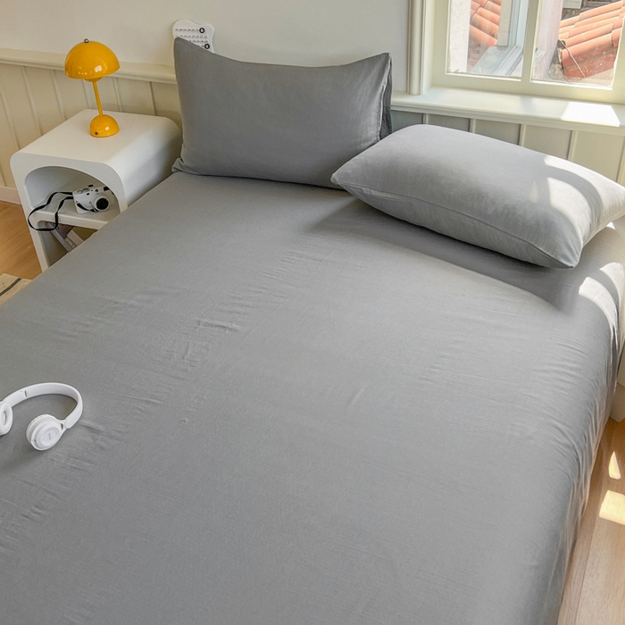 91家纺网 家纺一手货源 找家纺 柠萌家居 2025年新款A类母婴级纯棉双层纱床单全棉床单 双层纱高级灰