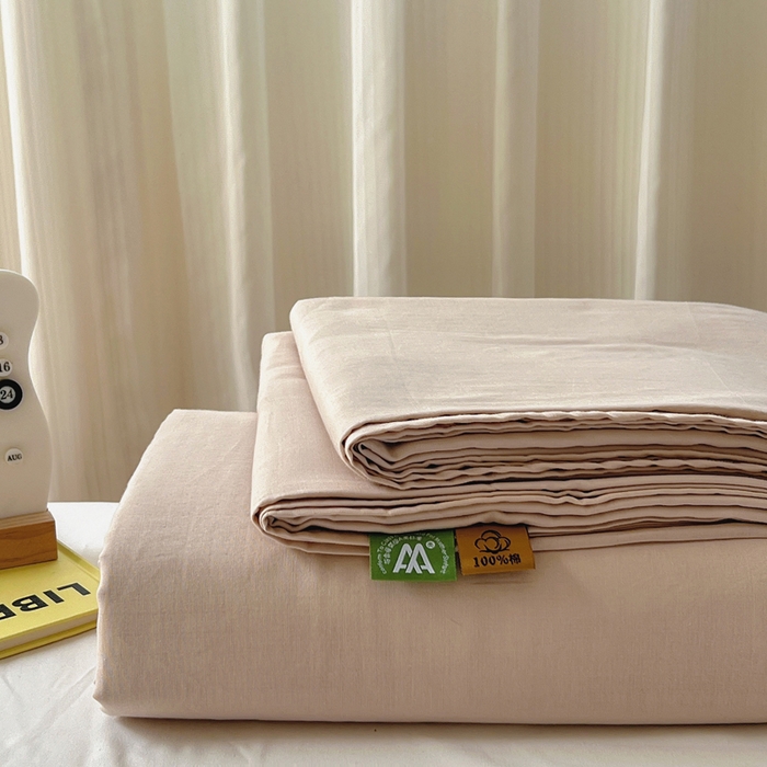 91家纺网 家纺一手货源 找家纺 柠萌家居 2025年新款A类母婴级纯棉双层纱床单全棉床单 双层纱浅香槟