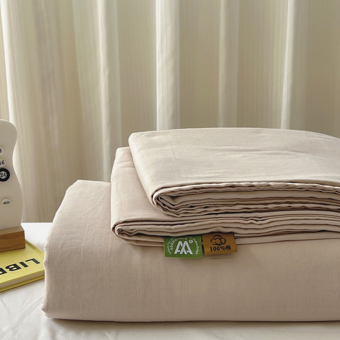 91家纺网 家纺一手货源 找家纺 柠萌家居 2025年新款A类母婴级纯棉双层纱床单全棉床单 双层纱浅香槟