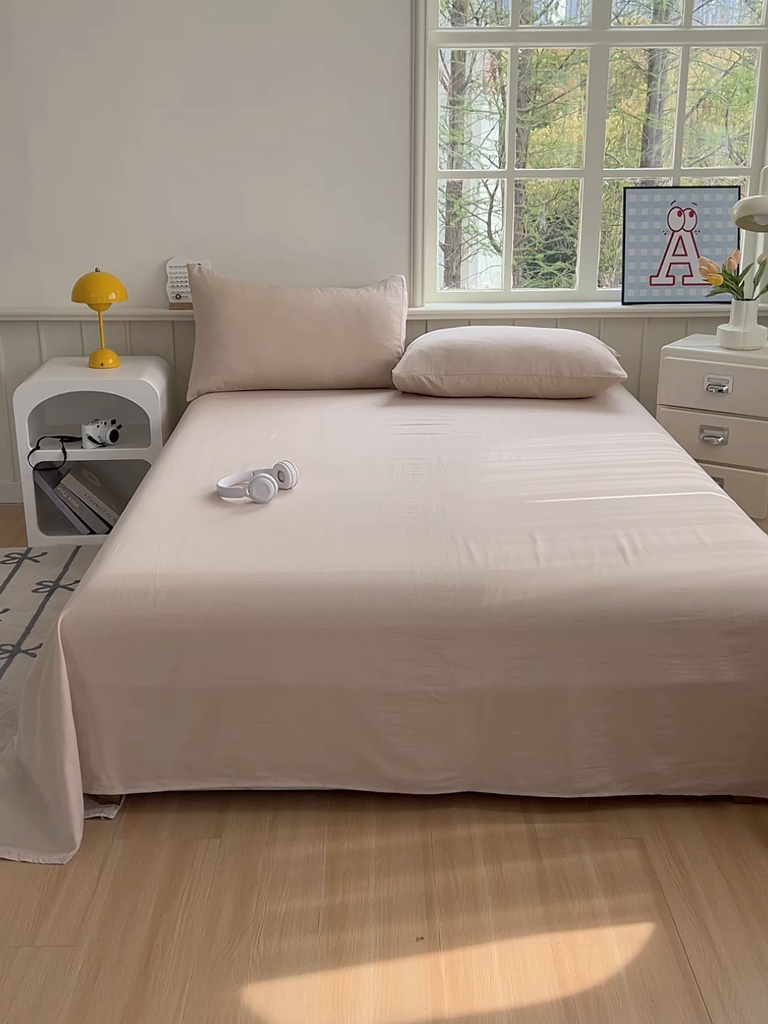 91家纺网 家纺一手货源 找家纺 柠萌家居 2025年新款A类母婴级纯棉双层纱床单全棉床单 双层纱浅香槟